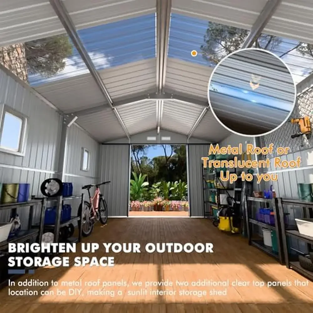 Металлический навес 12x10x7 футов для наружного хранения с полупрозрачными