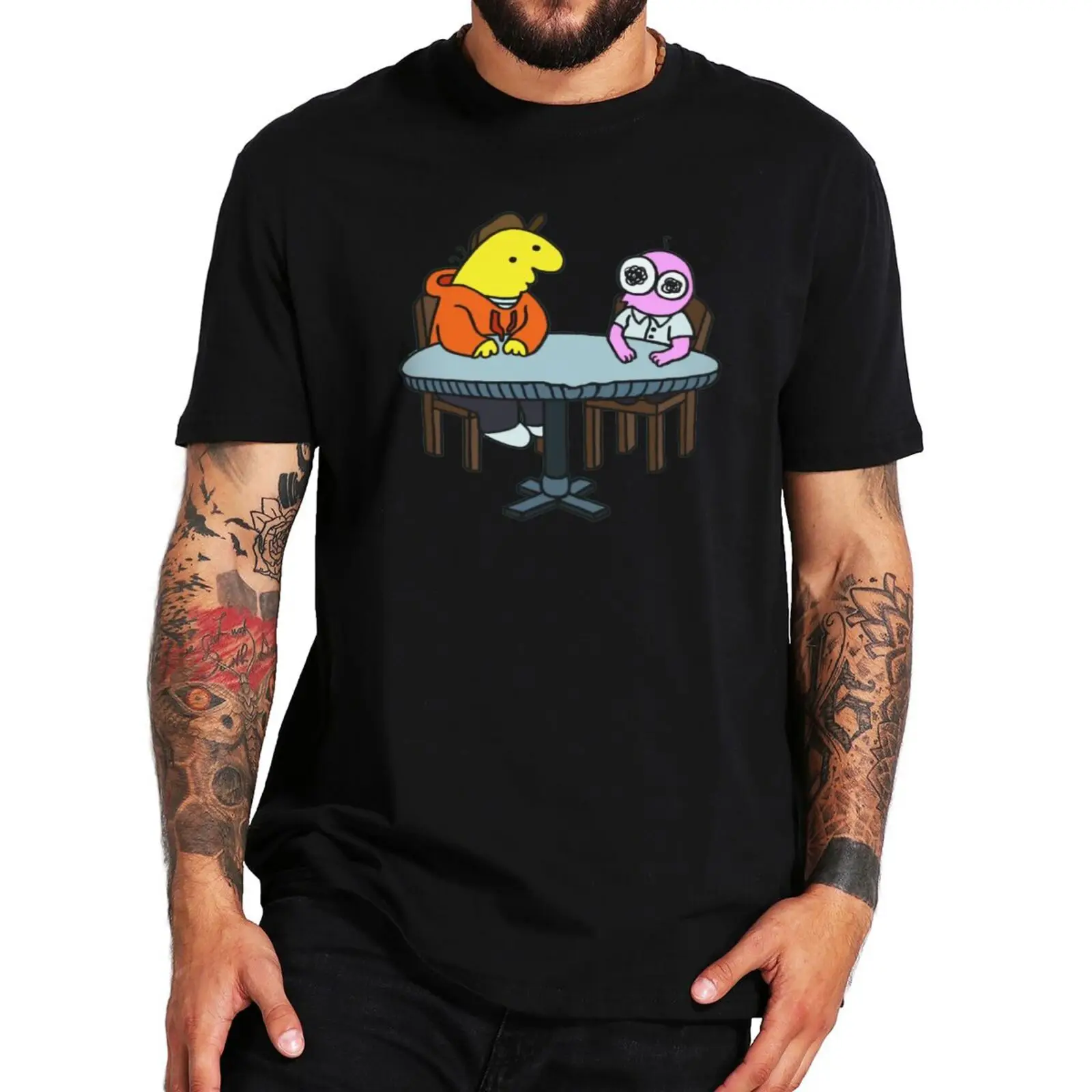 

Smiling Friends T-Shirt Black Comedy Anime Fans Men Clothing 100% Cotton Summer Premium Casual T Shirt EU Size