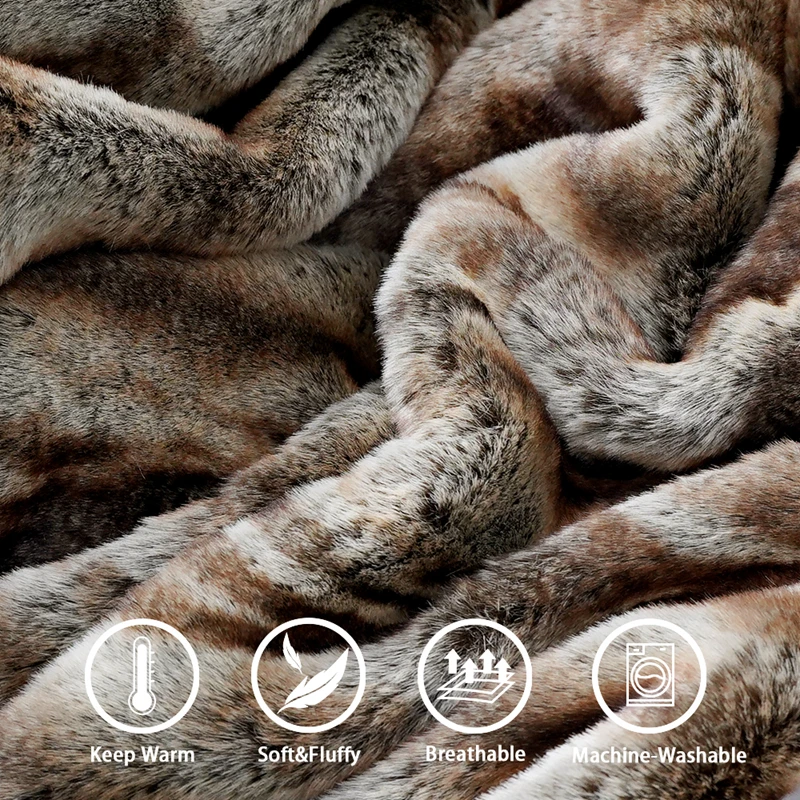 Коричневое одеяло из искусственного меха размер 59x78 дюймов супер мягкое пушистое