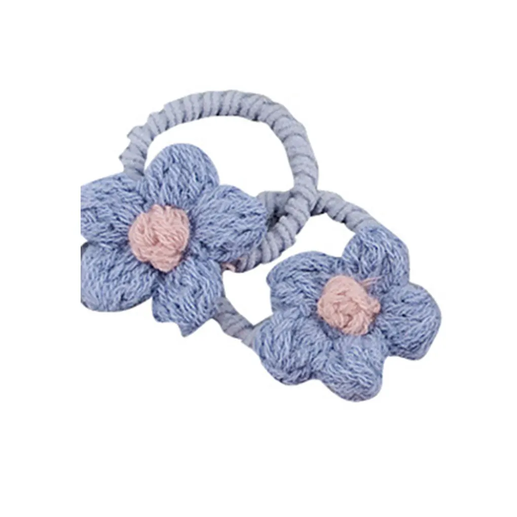 2Pcs/set Kids Mini Flower Elastic Hair Bands Ponytail Holder Children Girls Cashmere Flowers Hair Band Rope Headwear Hairwear