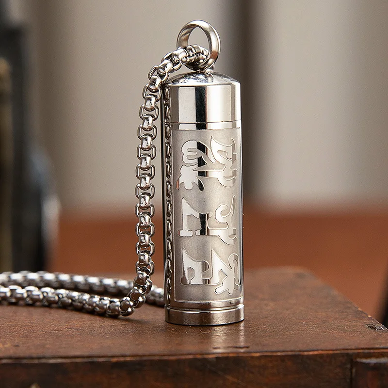 

Gawu Box Necklace Buddhist Tibetan Scriptures Pendant Religious Jewelry for Men and Women Can Be Opened Retro Urn Necklaces