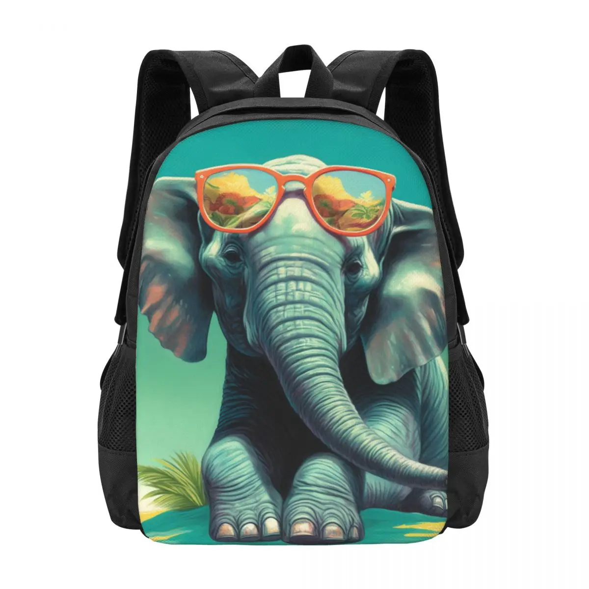 

Elephant Backpack Boy Girl Graphic Illustration Sunglasses Durable Backpacks Casual School Bags Cycling Design Rucksack