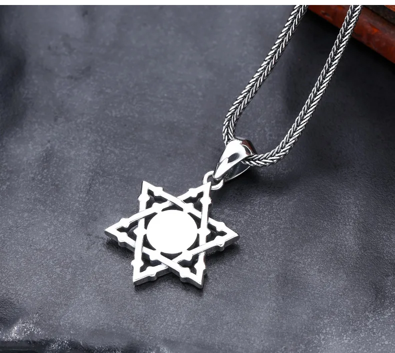 Кулон из серебра 925 пробы мужской кулон с шестиугольной звездой модный винтажный