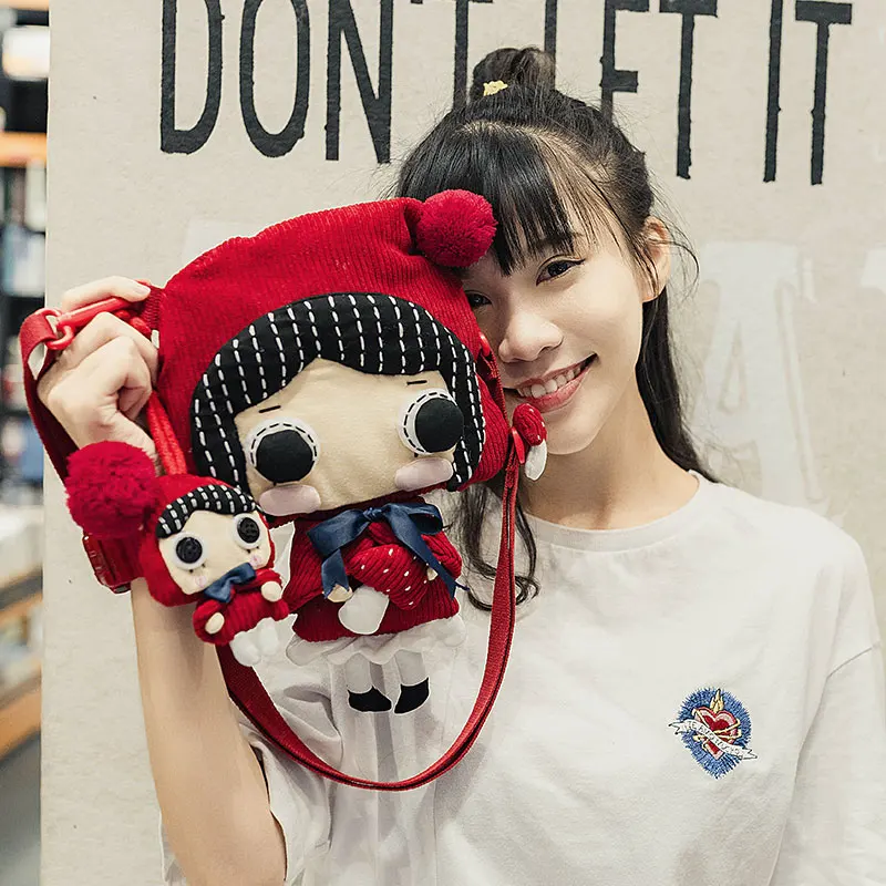 

Оригинальная нишевая дизайнерская Красная шапка, мультяшная кукла, женская сумка через плечо, новый модный подарок для девочек и детей