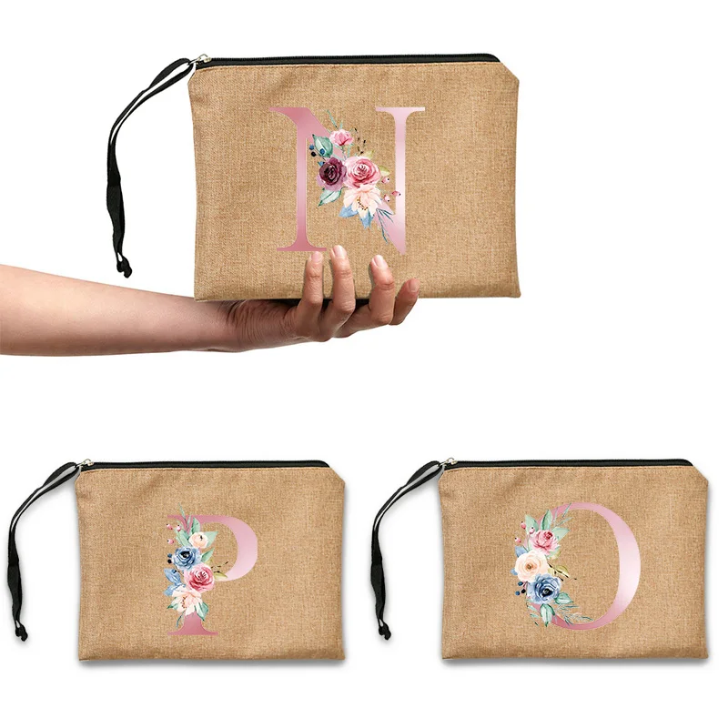 

Свадебный подарок для невесты, Льняная сумка на молнии, женская косметичка, косметичка для подружки невесты, женская косметичка