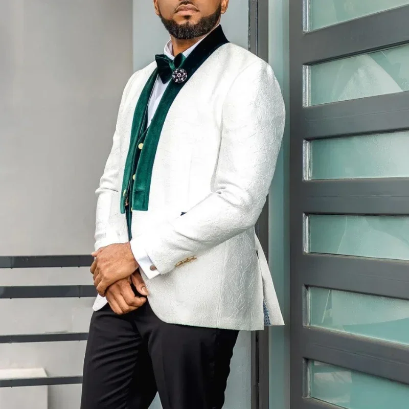 Свадебный костюм для мужчин комплект из 3-х предметов приталенный цветочный