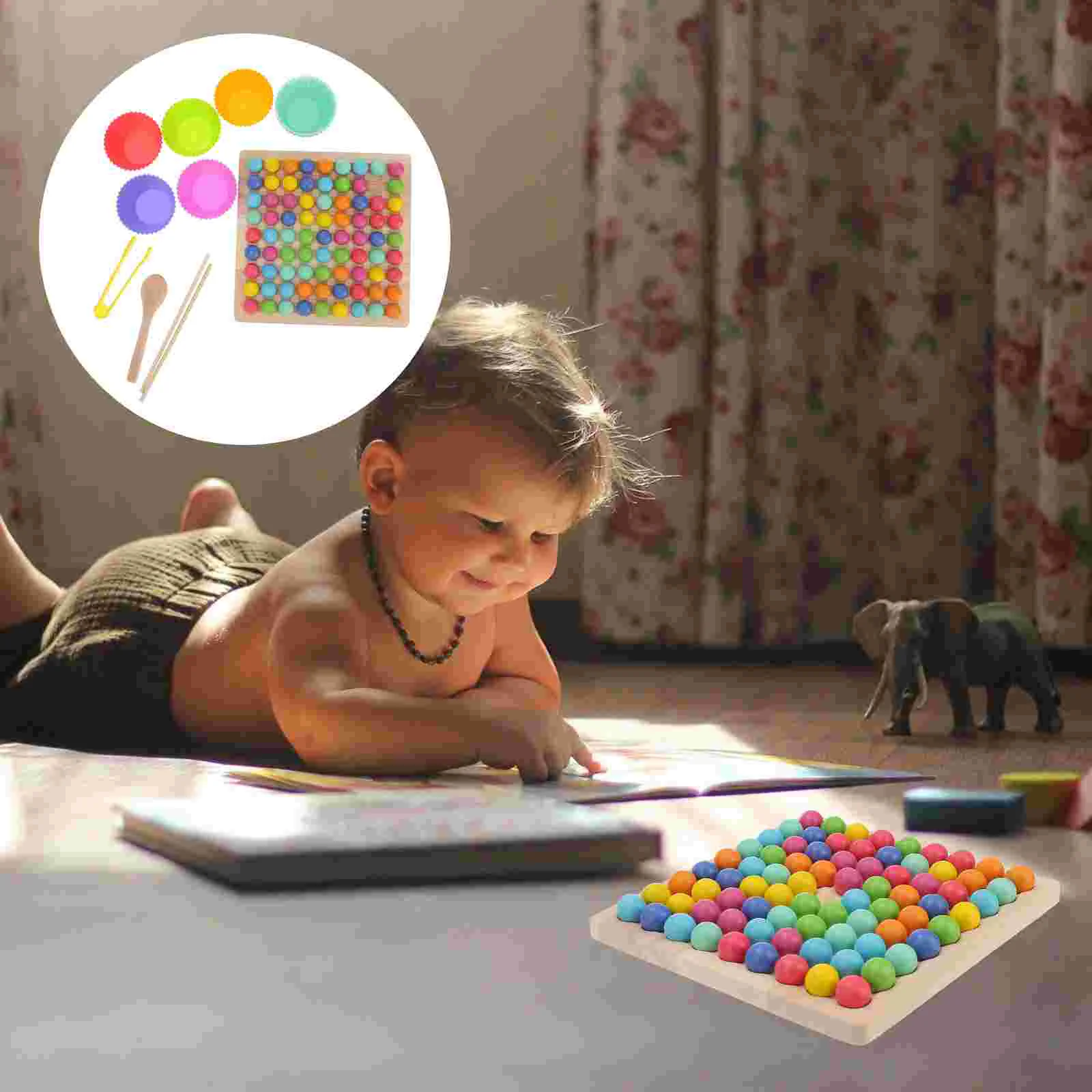 

Color Beads Match Early Learning Toy Wood Funny Kids Wooden Peg Board Game Desktop Educational Toys Girls