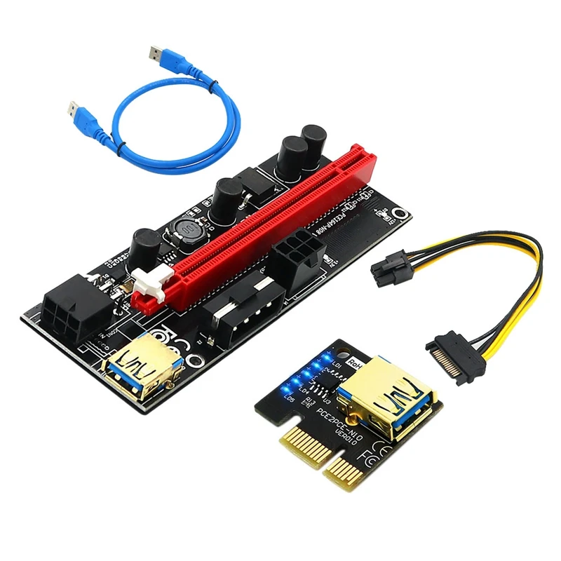 

New Version Horizontal Installation 009S Plus PCI-E 1X To 16X Extender Adapter With Blue Flash LED For BTC Miner