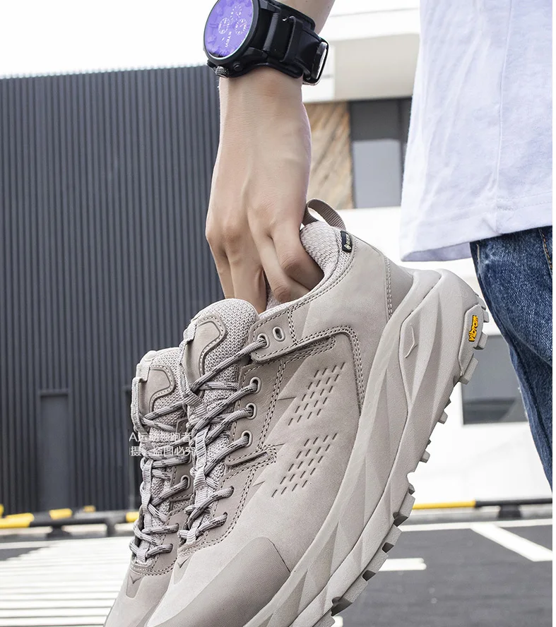 Men`s HK LOW GTX Genuine leather breathable anti-slip hiking trekking shoes mens outdoor waterproof walking camping shoes