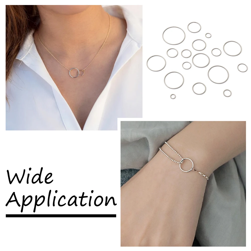 130Pcs 304 Stainless Steel Linking Rings Round Connectors For Jewelry Making Necklace Earring Bracelet Handmade Suppies 5.5~35mm