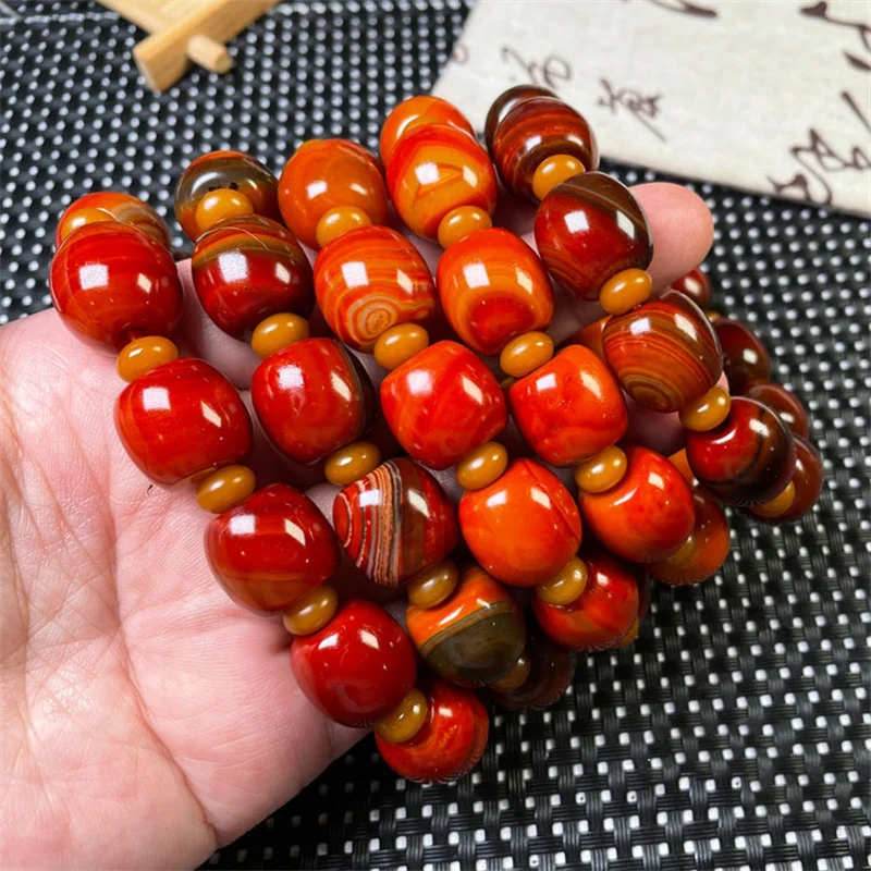 

Natural Red Agate Bracelet Men Women Healing Gemstone Jewelry Read Warring States Red Agate Jades Stone Lucky Amulet Bracelets