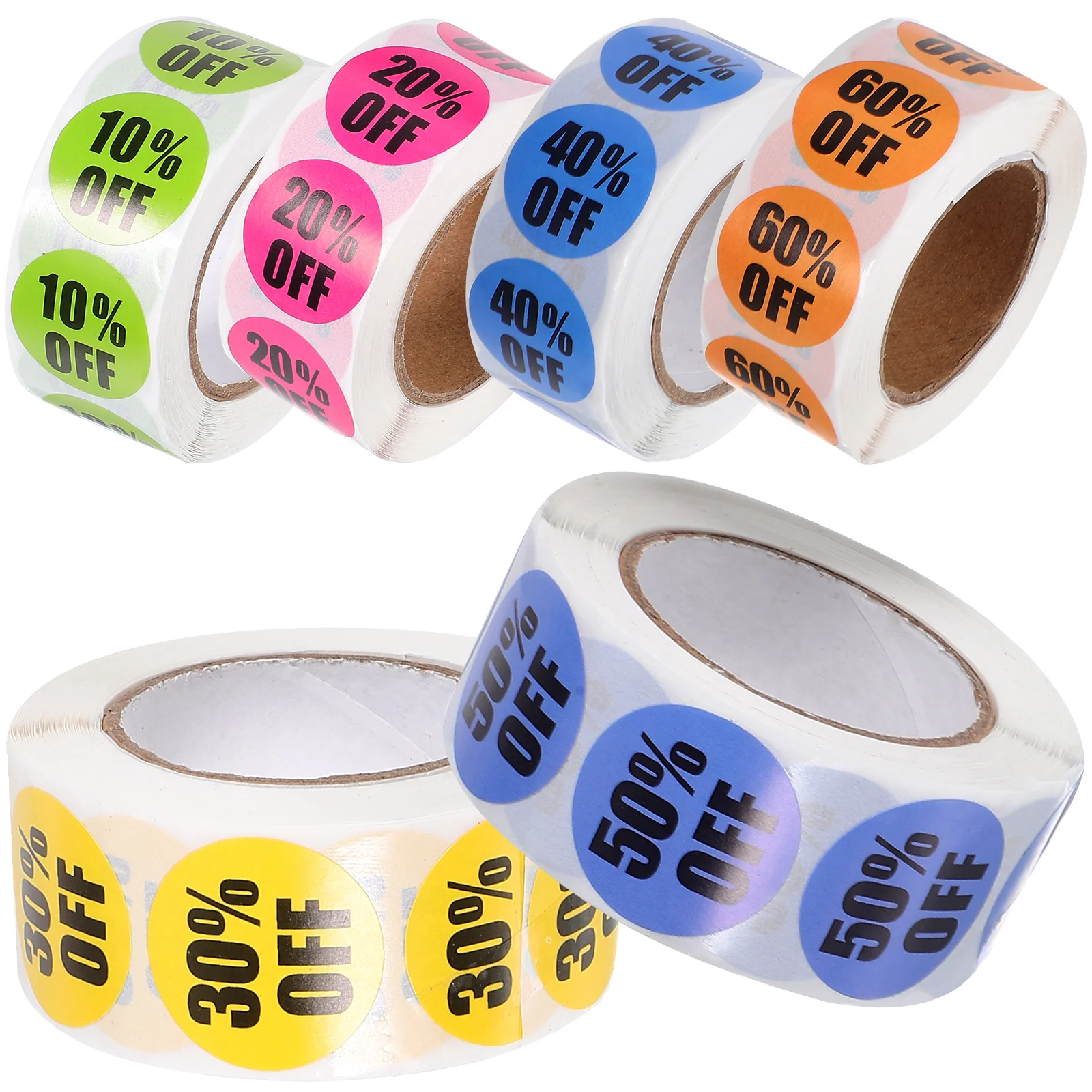 

6 Rolls Circle Stickers Supermarket Price Decals Retail Store Label Tags The Round Self-adhesive Labels Coated Paper