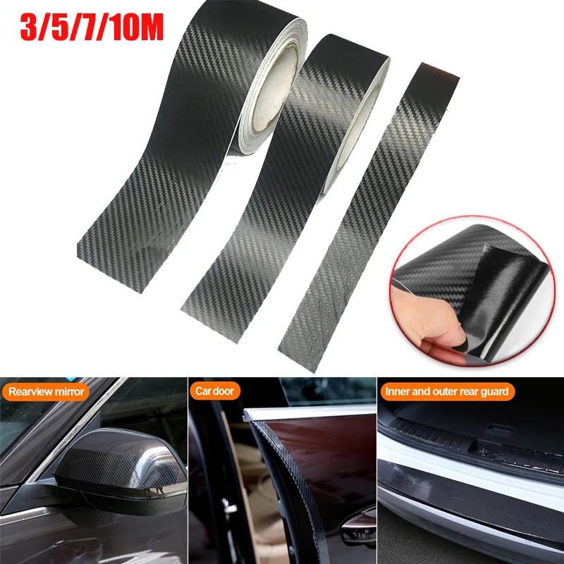 

Nano Carbon Fiber Car Sticker DIY Paste Protector Strip Auto Door Sill Side Mirror Anti Scratch Tape Waterproof Protection Film