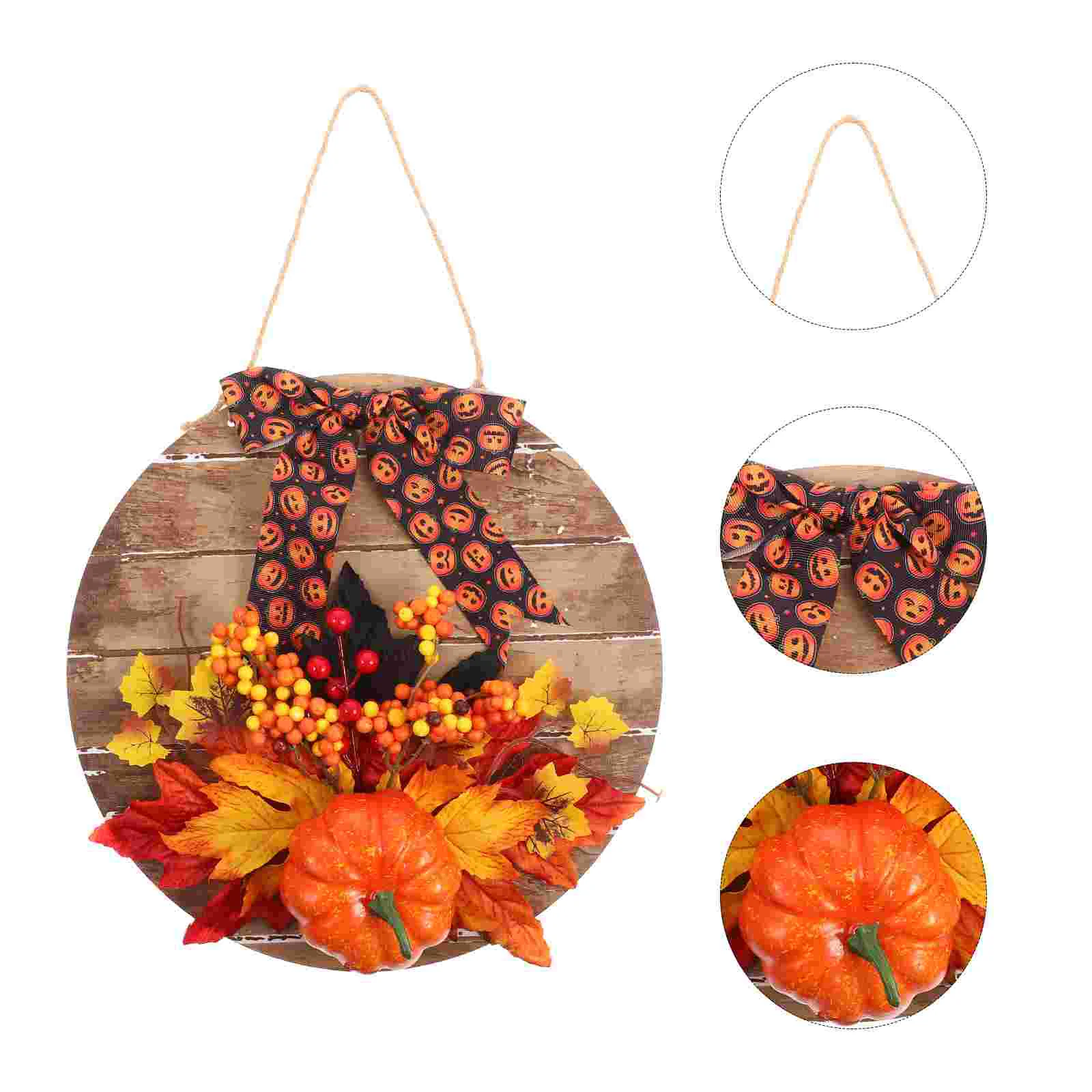 

Door Sign Wreath Decorations Hanging Pumpkin Front Thanksgiving Leaf Maple Ornament Wood Treat Or Trick Wooden Decor Board