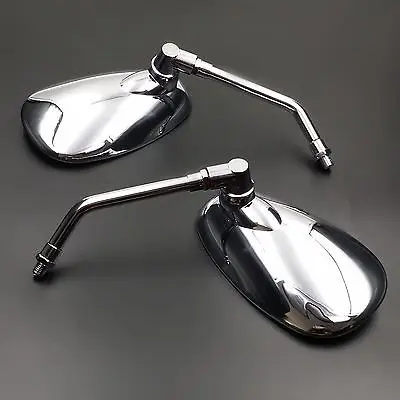 

Chrome Long Oval Side Mirror For Honda Kawasaki Suzuki Yamaha Motorcycle Cruiser M10 Chopper Custom Bike