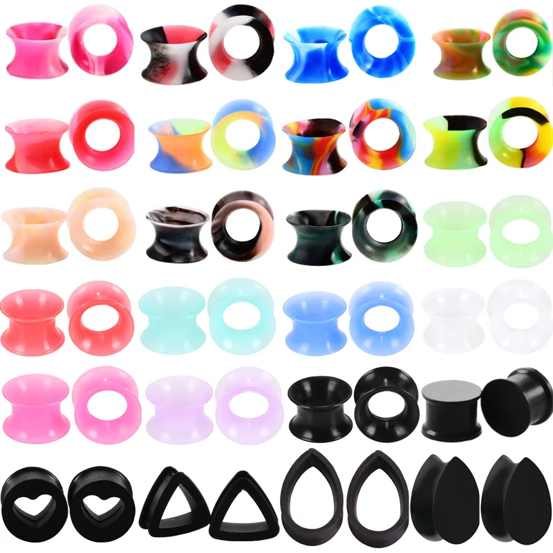 

1Pair 3-20mm Stretcher Silicone Ear Tunnel Plug Saddle Heart Silicone Ear Gauge Plugs Tunnel Flesh Expander Oreja Dilataciones