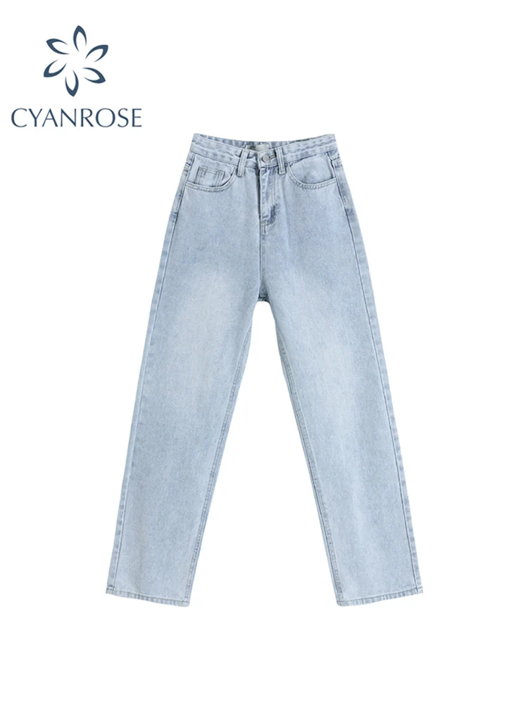 

2022 Wide Leg Denim Pants Women Blue High Waist Casual Rok Straight Jeans Trousers Wash Vintage Y2K Pocket Streetwear Loose Pant