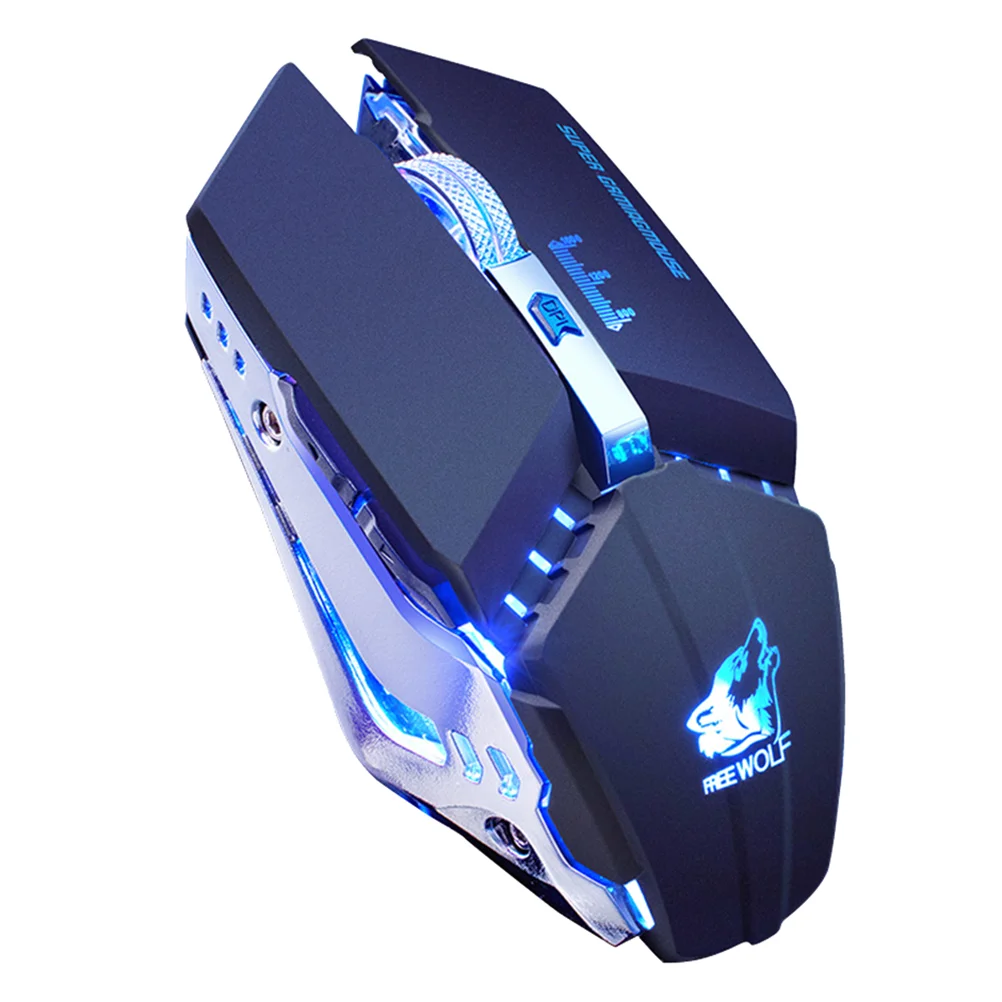 

1pc Wireless USB Rechargeable Luminous Mechanical Game Usb Optical Mice (Black)