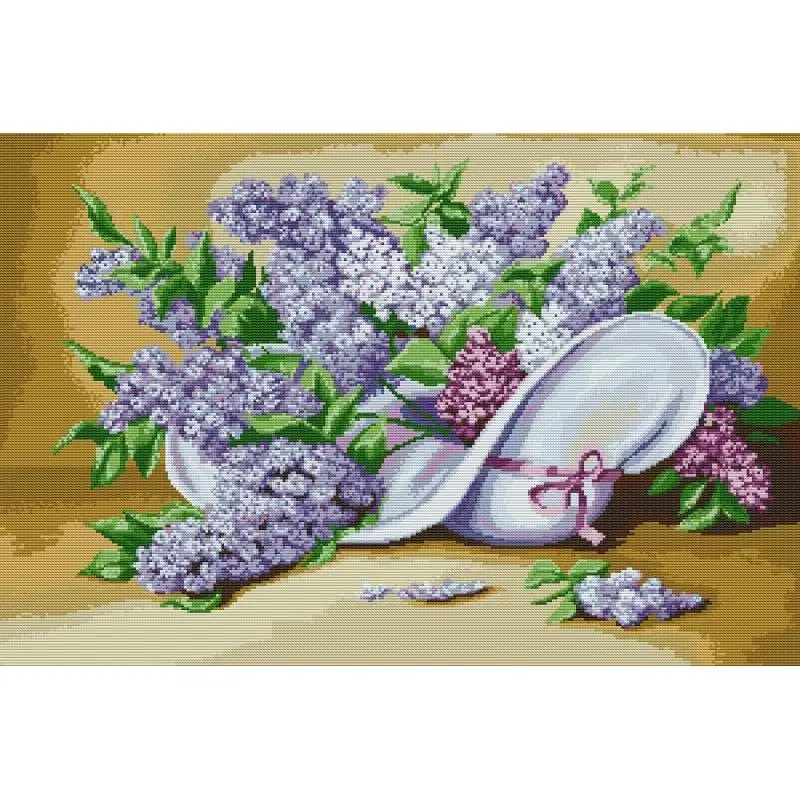 

Набор для вышивки крестиком «сделай сам», вышивка крестиком из белой ткани с фиолетовыми сиренями, с цветочным узором, Aida 14ct 16ct 11ct