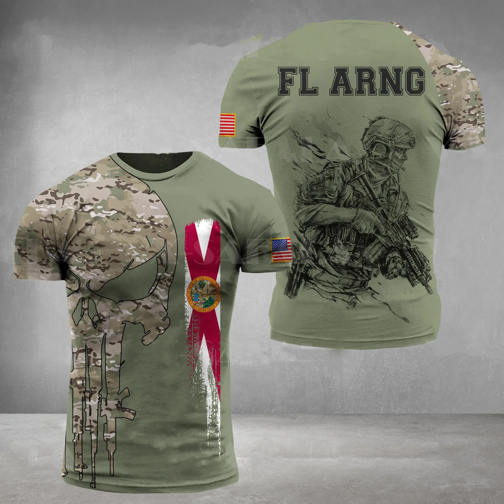 

2022 New Summer T-Shirt PA ARNG New 3D Printing Soldier Field Short Sleeves Men's Weiguo Plus Size Top