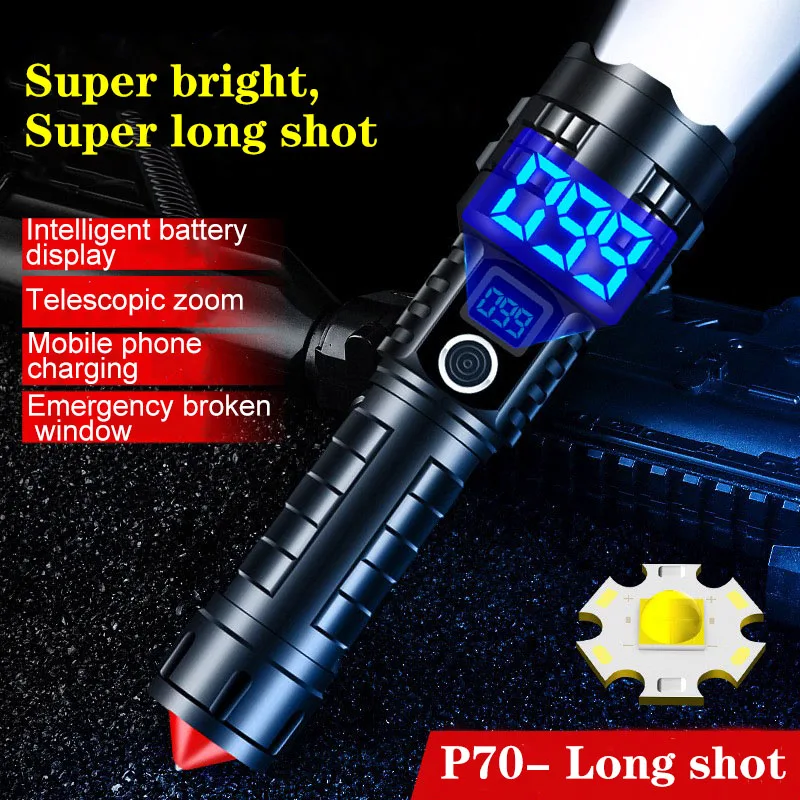 

Flashlight Battery Super Powerful High Power Rechargeable Led Tactical Torch Light Powerful Indestructible Camping Lantern