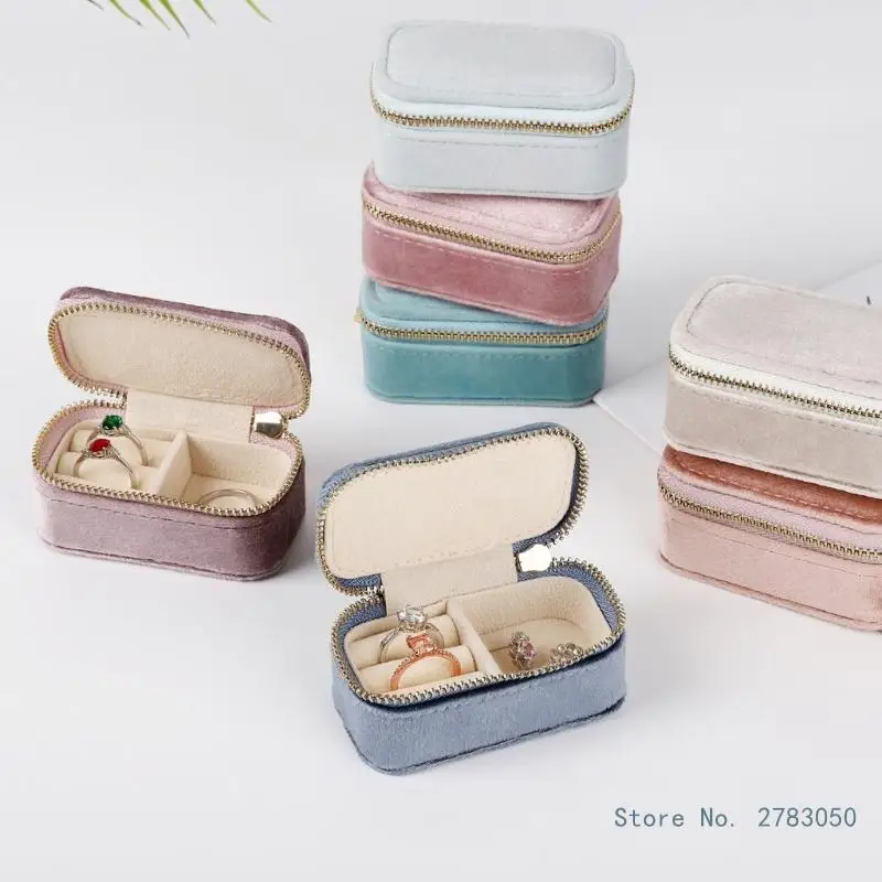 

Mini Jewelry Box for Women Travel Portable Studs Earrings Ring Necklace Organizer High Quality Velvet Packaging Display Box
