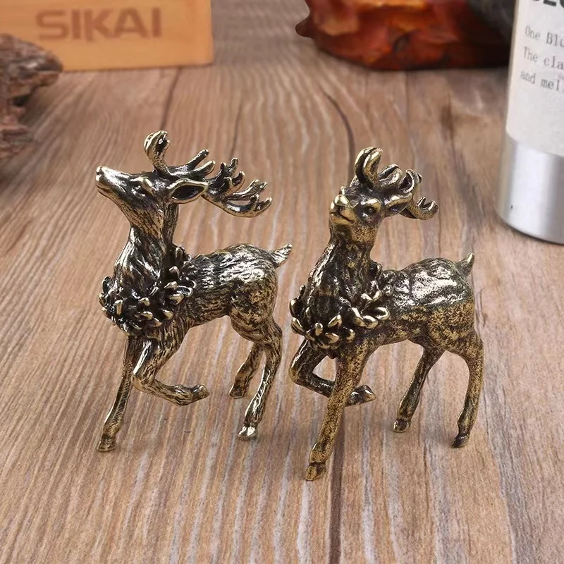 

Pure copper hand - made solid Sika deer household ornaments ornaments tea tray tea pet arts and crafts