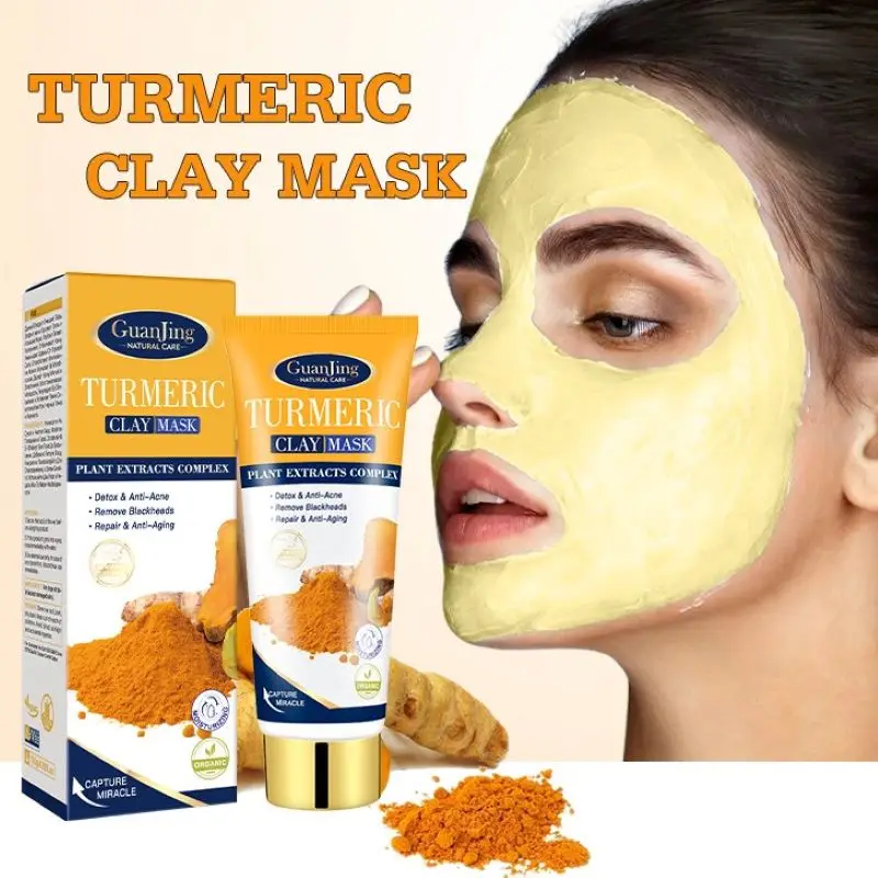 

Deep Cleansing Turmeric Clay Mask Acne Treatment Anti-Aging Moisturizing Facial Mask Oil-Control Brightening Repairing Face Care
