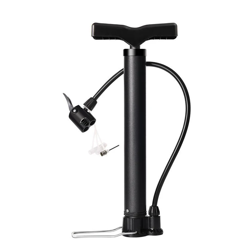 Bicycle Pump Inflator Portable Steel Pipe Manual Pump Foot Pedal Floor Air Inflator External Hose Fits Bike Football Basketball