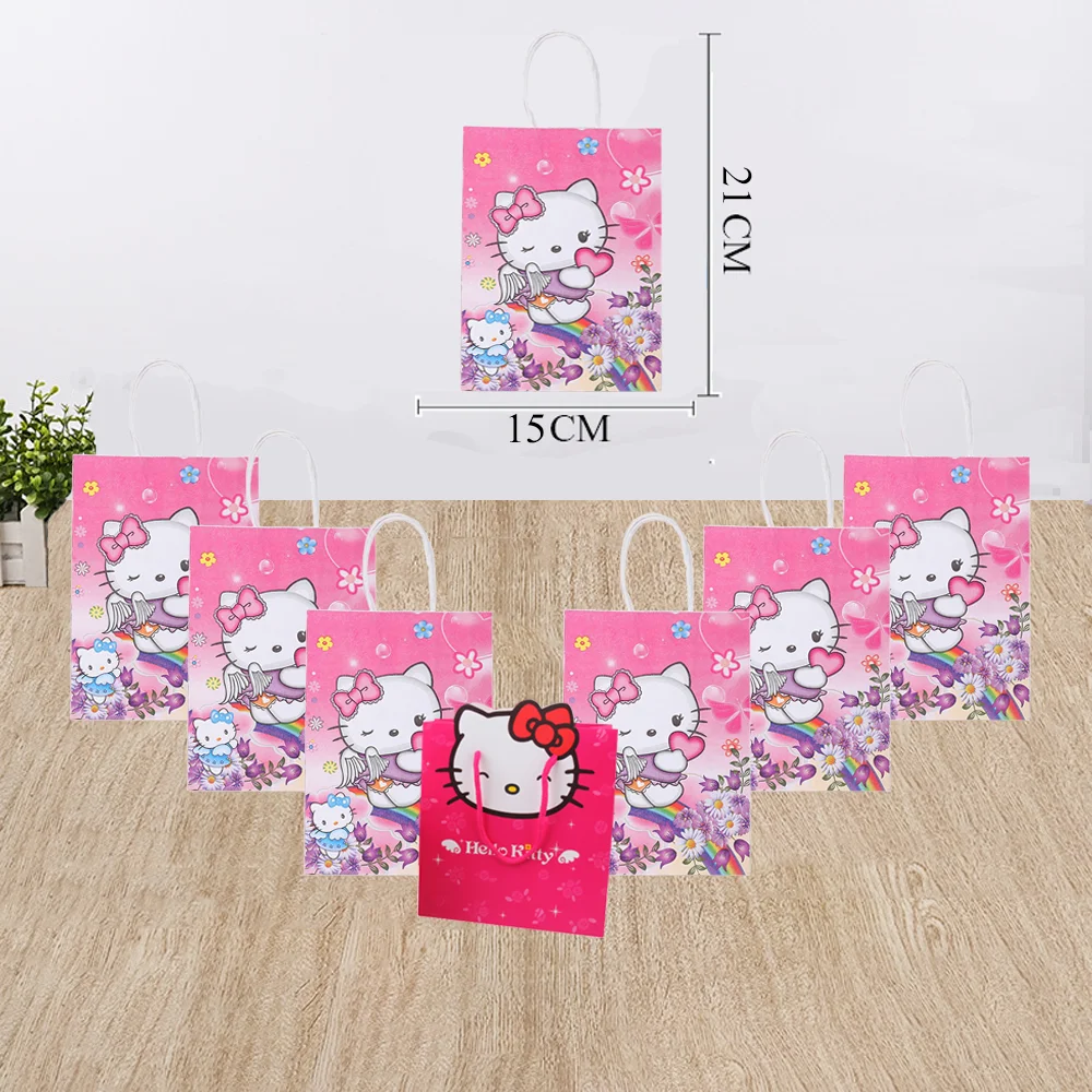 

1/3/6pcs Cartoon Pink Cat Paper Handbag Candy Gift Packaging Bags Kids Baby Shower Cute Cat Birthday Party Decoration Supplies