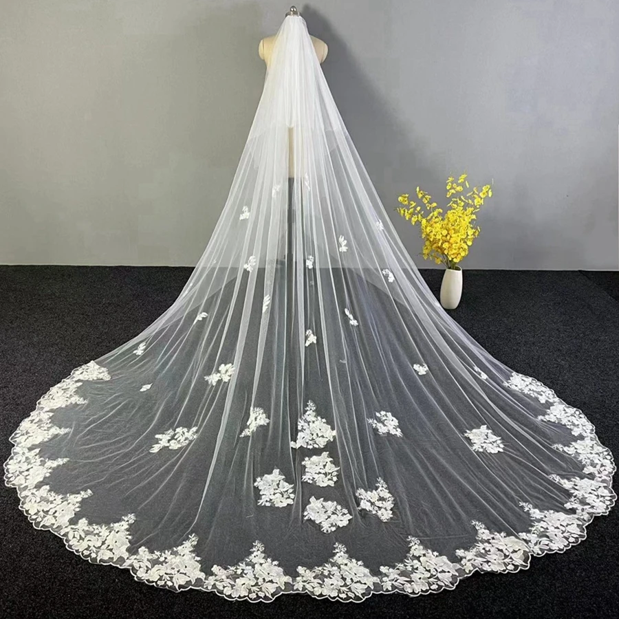 

New Arrival White Ivory Cathedral Wedding veils for bride Wedding accessories Cheap Bridal Veil velo voile de mariée bodas Veils
