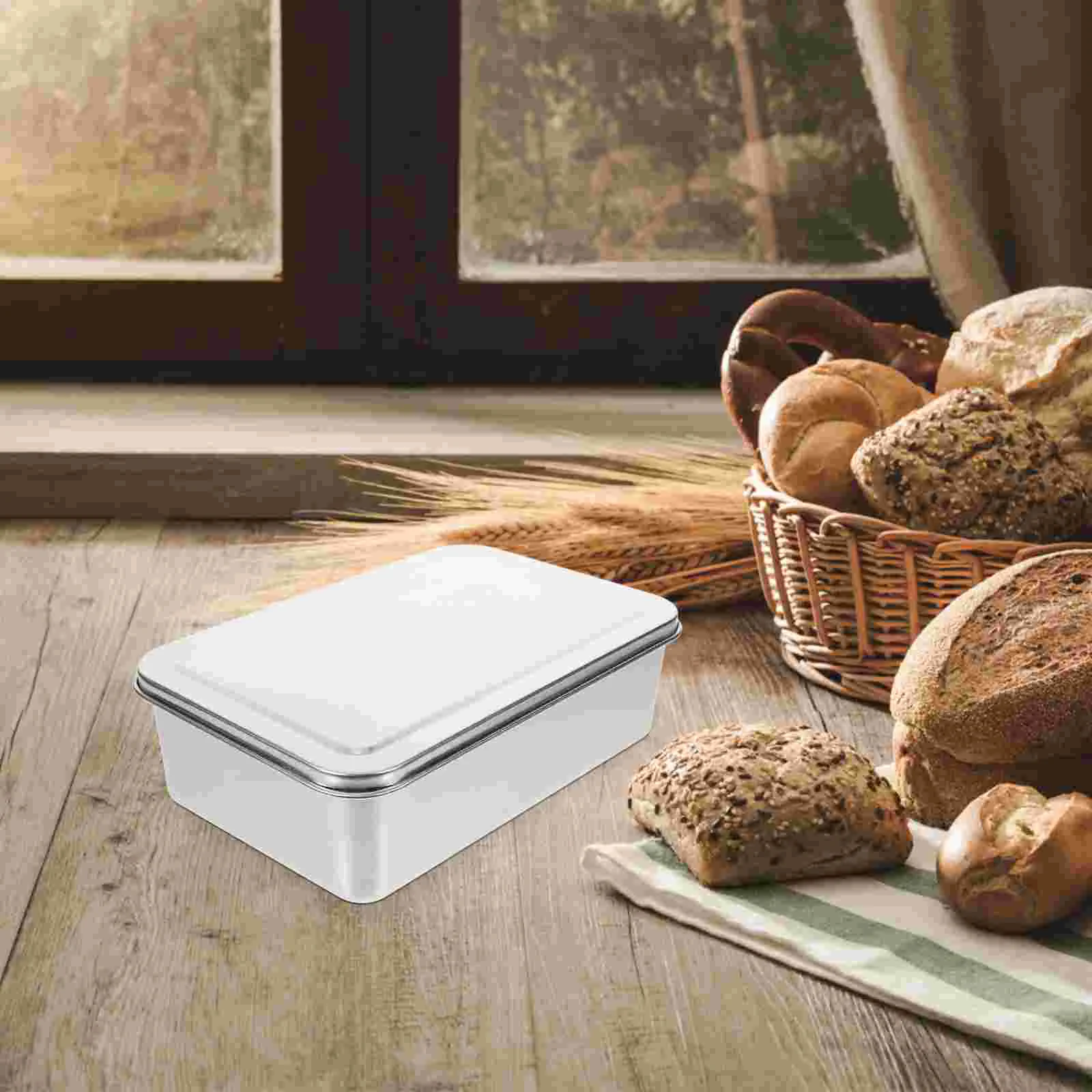 Коробочка для выпечки с крышкой Классическая Прямоугольная форма из нержавеющей