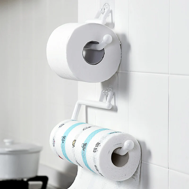 

1pcs ABS Kitchen Paper Roll Holder Towel Hanger Rack Bar Cabinet Rag Hanging Holder Bathroom Organizer Shelf Dropshipping