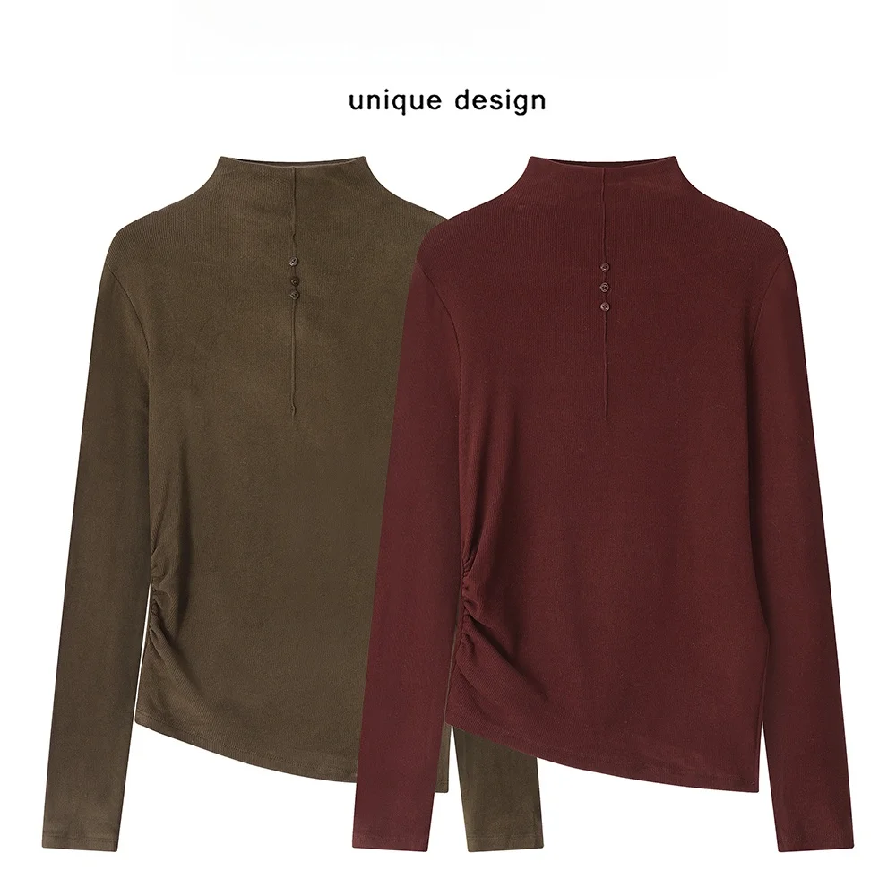 Xinmonlee Ankela Красная высококачественная зимняя базовая рубашка Элегантная