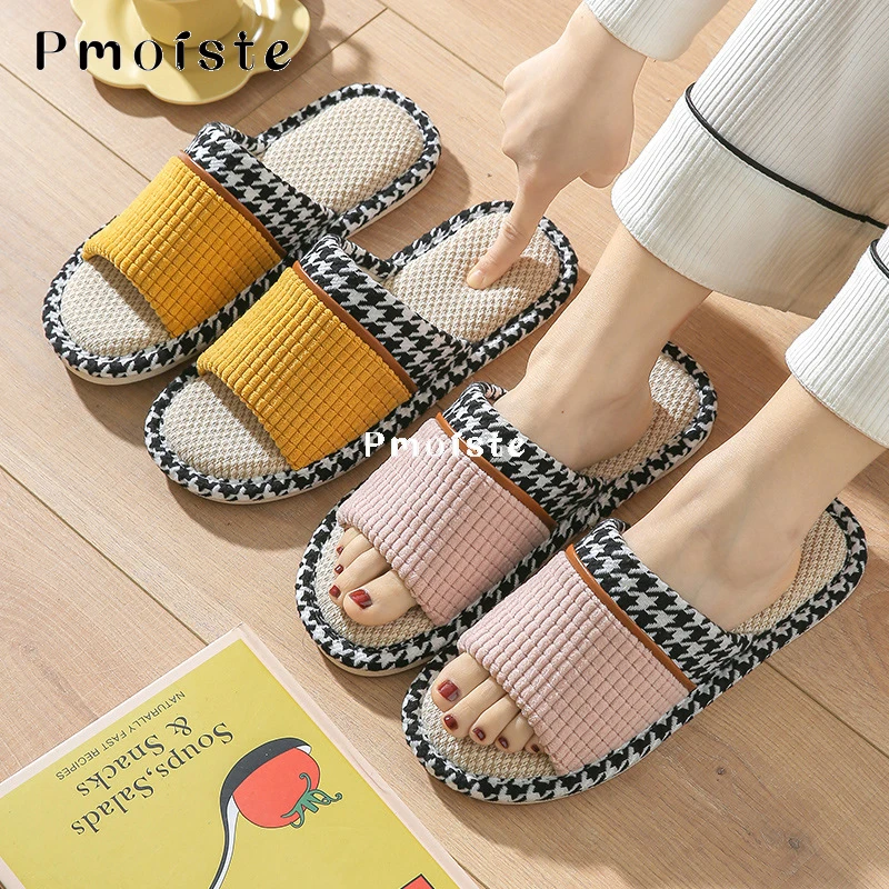 Women's Slippers for Home Soft Summer 2023 Linen Slipper Comfortable Non-slip Women Shoes Wear-resistant Slides Indoor