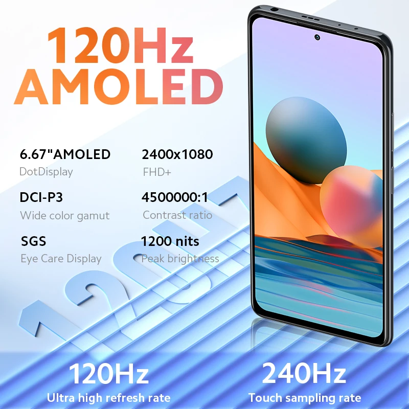 Global Version Xiaomi Redmi Note 10 Pro 64GB/128GB Smartphone Snapdragon 732G 120Hz AMOLED Display 108MP Camera 5020mAh 33W NFC