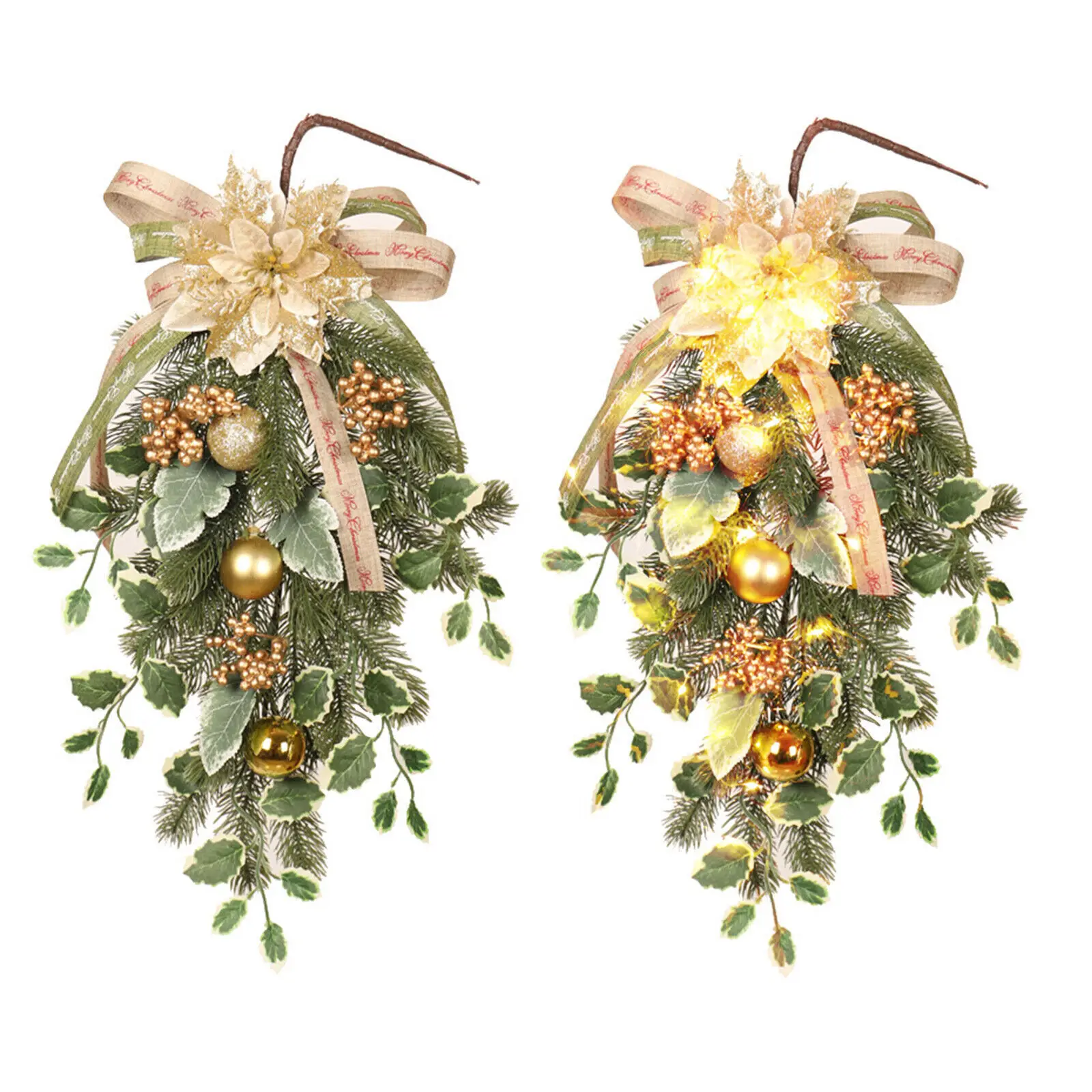 

Christmas Decoration Christmas Teardrop Swag Artificial Christmas Door Wreath Wall Hanging Ornament Home Festival Decoration