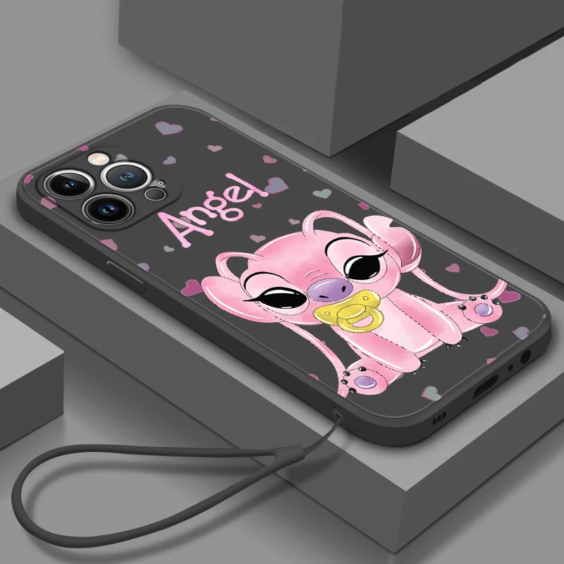 

Stitch Lilo Cute Liquid Rope Phone Case For Apple iPhone 14 13 12 Mini 11 Pro XS MAX XR X 8 7 6S Plus Soft Cover Coque Capa
