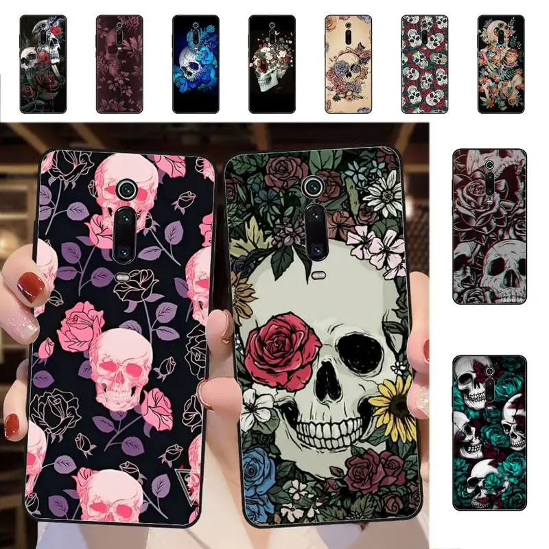 

Retro Flower Skull Phone Case for Redmi 5 6 7 8 9 A 5plus K20 4X S2 GO 6 K30 pro