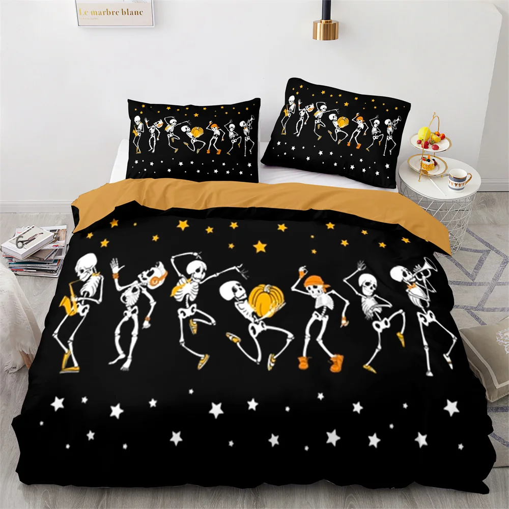 

Skull Duvet Cover Set Terror Theme Skull Drinking Beverage Comforter Cover King Queen Size with Zipper for Boys Men Bedding Set