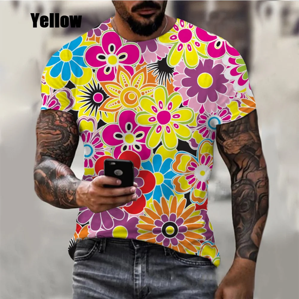 

Брендовая летняя футболка BIANYILONG, лидер продаж, Модный повседневный Топ с цветочным 3D принтом и коротким рукавом и круглым вырезом, мужская о...