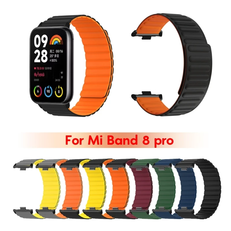 

For MiBand 8 Watch Durable Sweatproof Adjustable Fashion Magnetic Silicone Wristband Bracelet Watchband Soft Drop Shipping