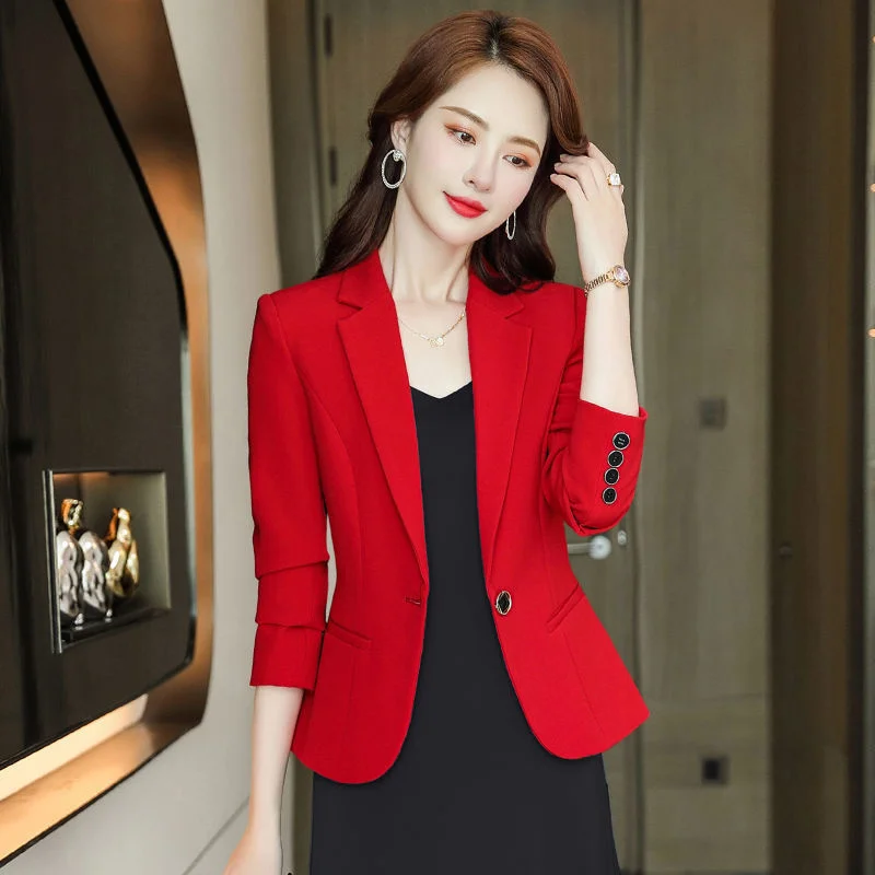 

Женский Тонкий Блейзер весна-осень 2023, Корейская верхняя одежда, модный костюм, куртка, женское короткое пальто, темпераментный Повседневный трендовый Топ