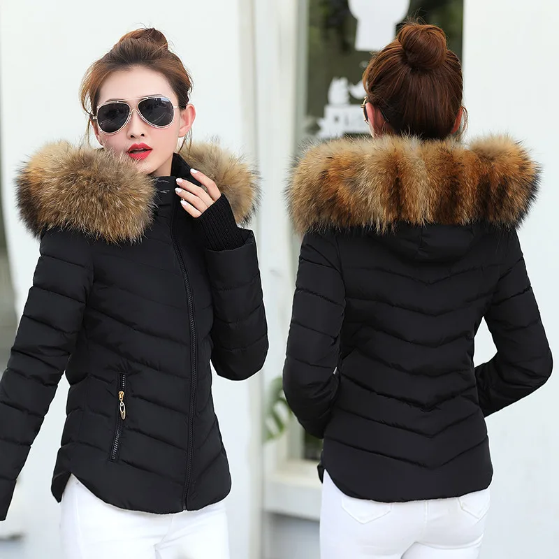 2023 New Winter parkas Women Winter Jacket Womens Gloves warm detachable fur collar detachable hat Slim fit coat