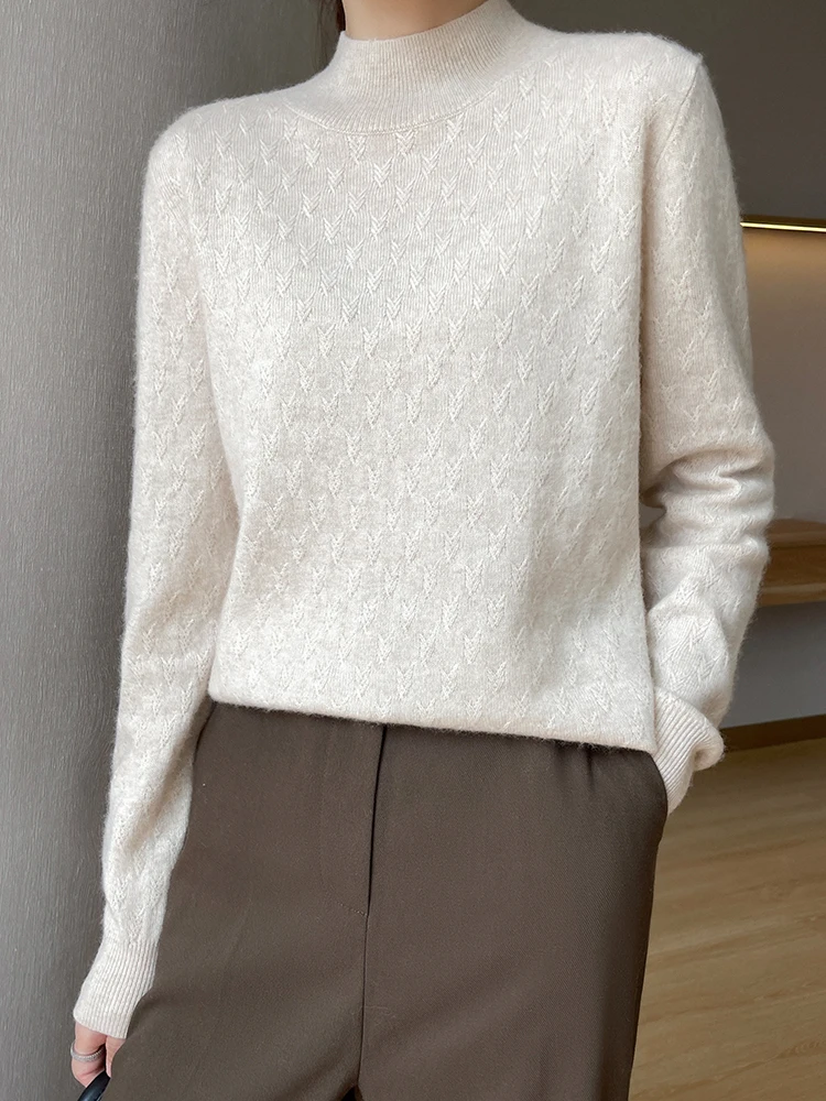 Женский кашемировый свитер мягкий теплый пуловер с круглым вырезом вязаный