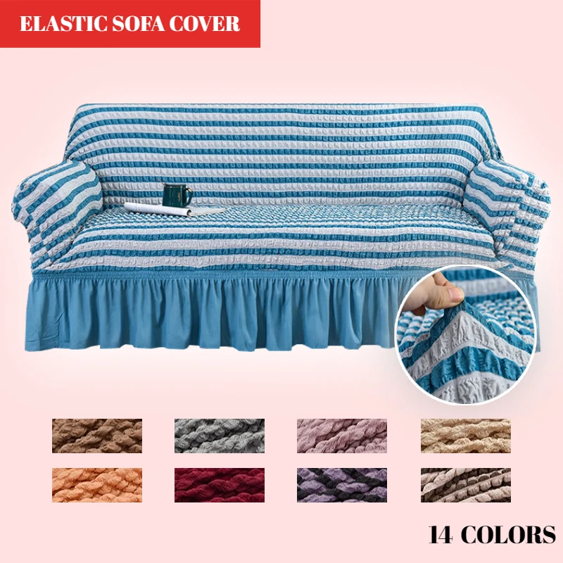 

【Three-dimensional Lattice Skirt Sofa Cover】 Universal 1/2/3/4-seat Living Room Elastic Sofa Cover