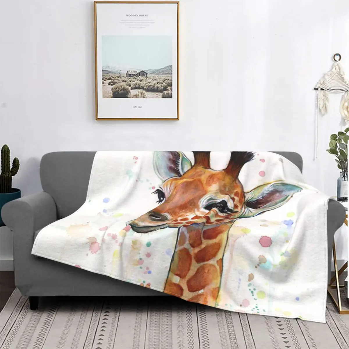 

Manta de pintura de acuarela de jirafa For Baby, colcha de cama a cuadros de muselina a cuadros, manta con capucha, colcha de P