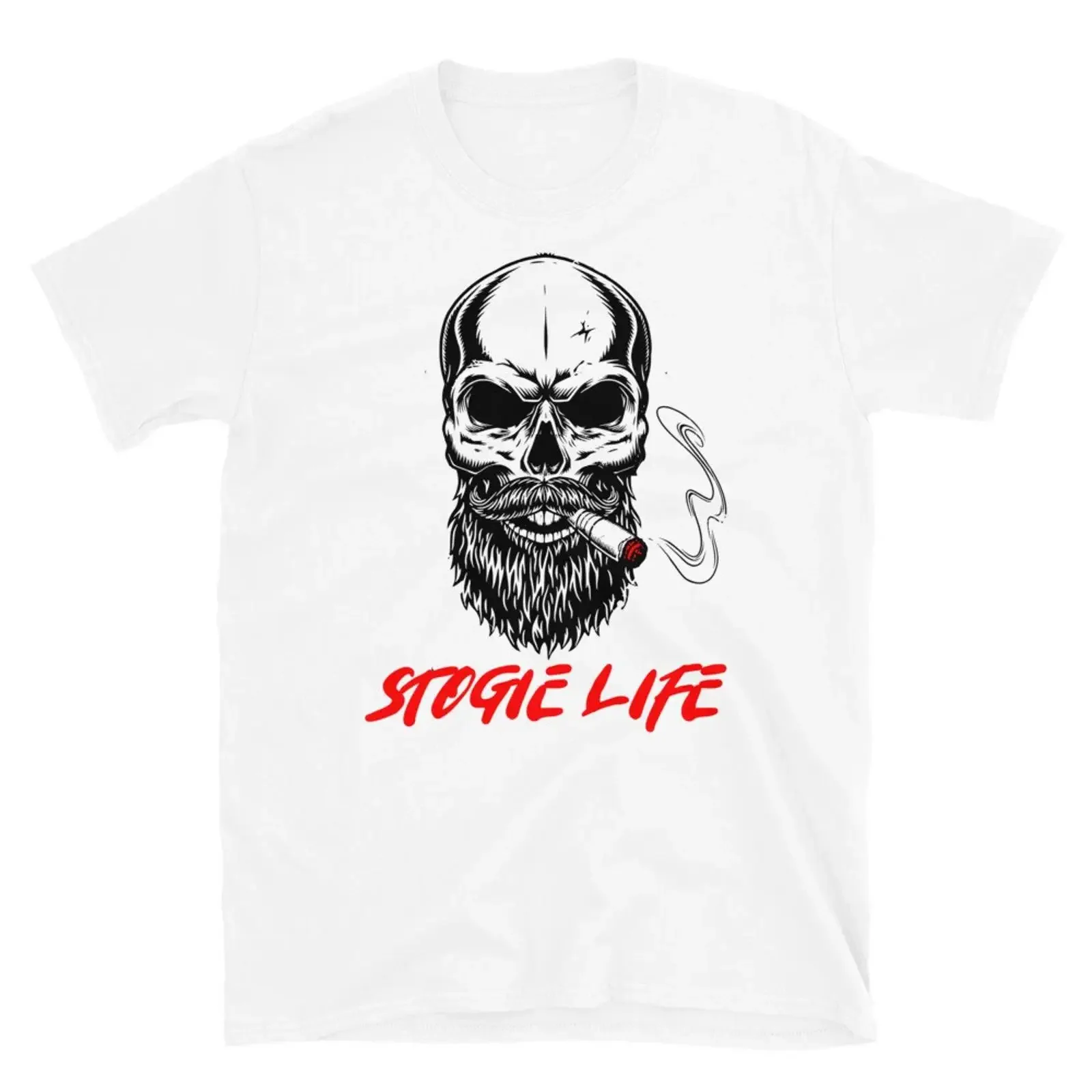 Фото Футболка Stogie Life Bearded Skull Urban Art Cigar, винтажная, с эффектом потертости, унисекс, слегко комфортная, модная, дышащая, с графическим принтом №1