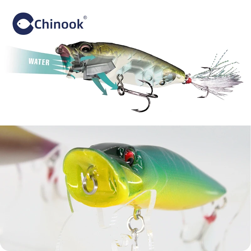 Фото Рыболовная приманка Chinook Popper 88 мм 12,5 г, поверхностная приманка, искусственная жесткая приманка для ловли басса, окуня, щуки, Buzzbait Pop Max №5