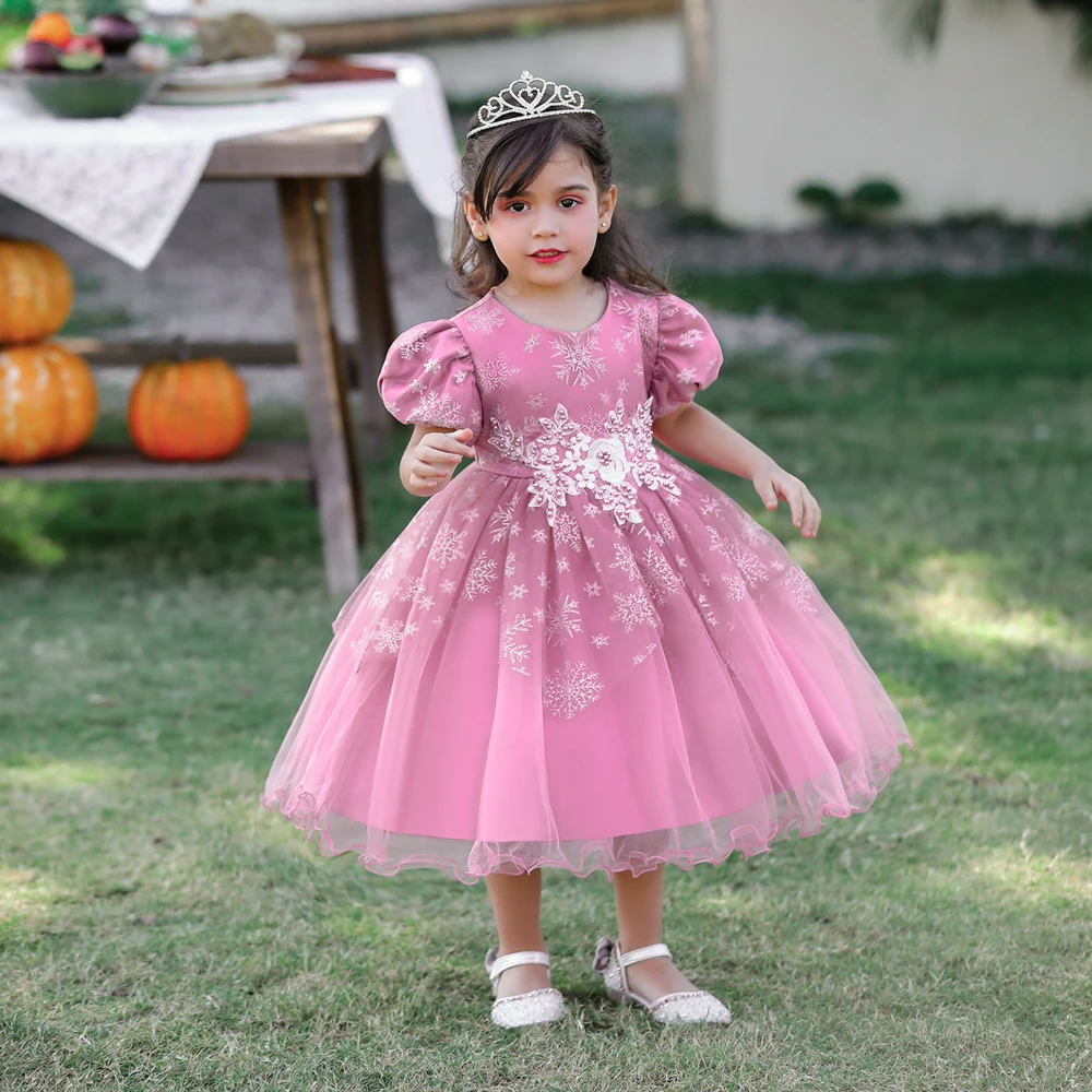

FSMKTZ Toddler Puff Sleeve Baby Girls Christmas Party Dress Tutu Tulle Infant Christening 1st Birthday Princess Dresses For Girl